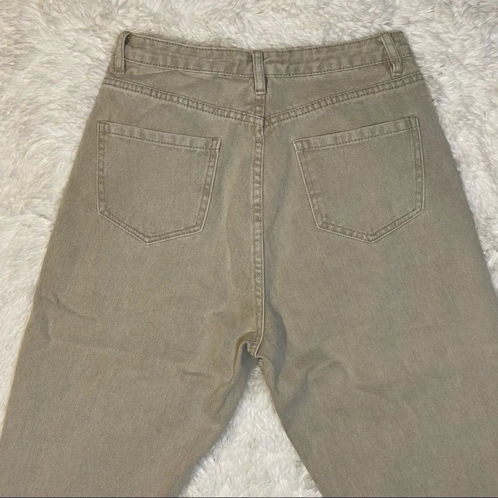 Missguided Tan Distressed Riot High Rise Mom Jeans. Size US 6.